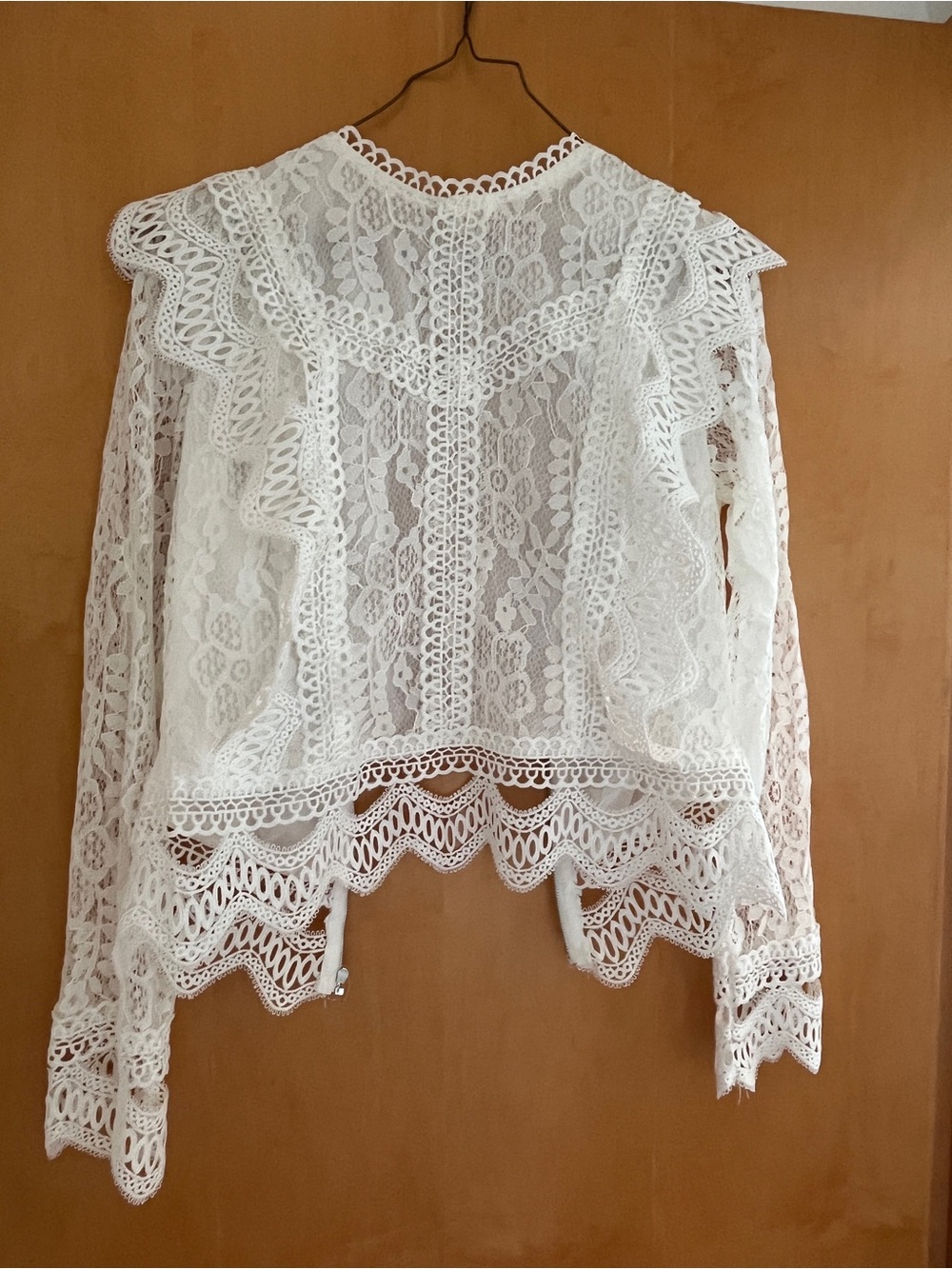 Luxe 2-Way WHITE Convertible Lace Zip Ruffle Jacket S 🖤✨